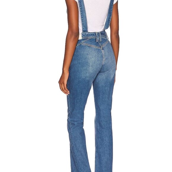 Free People We the Free Denim Camilla Slim Boot Cut Overalls Blue New NWT Medium - Picture 4 of 11